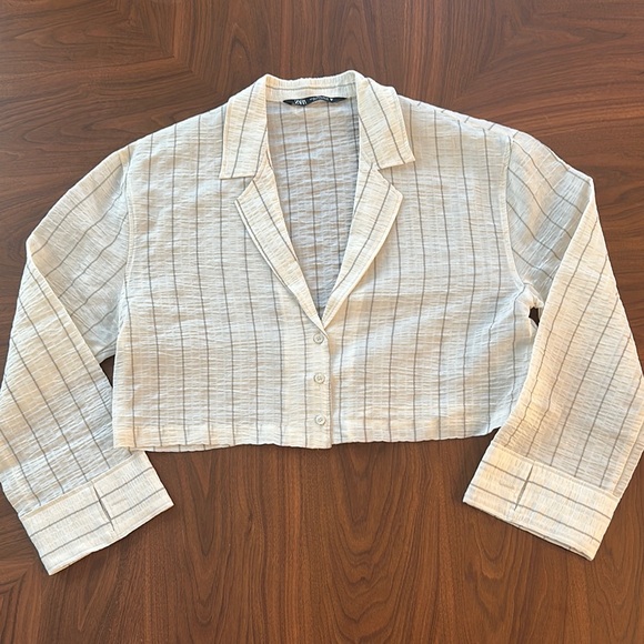 Zara Cream and Black Textured Jacket - Picture 1 of 3